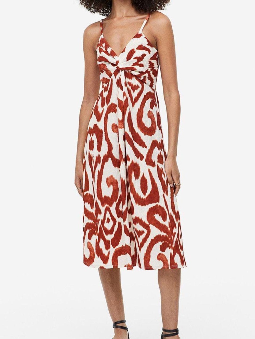 Sleeveless Twist-Front Midi Dress